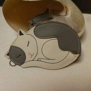 Gray Cat unique fob leather coin purse Rol…